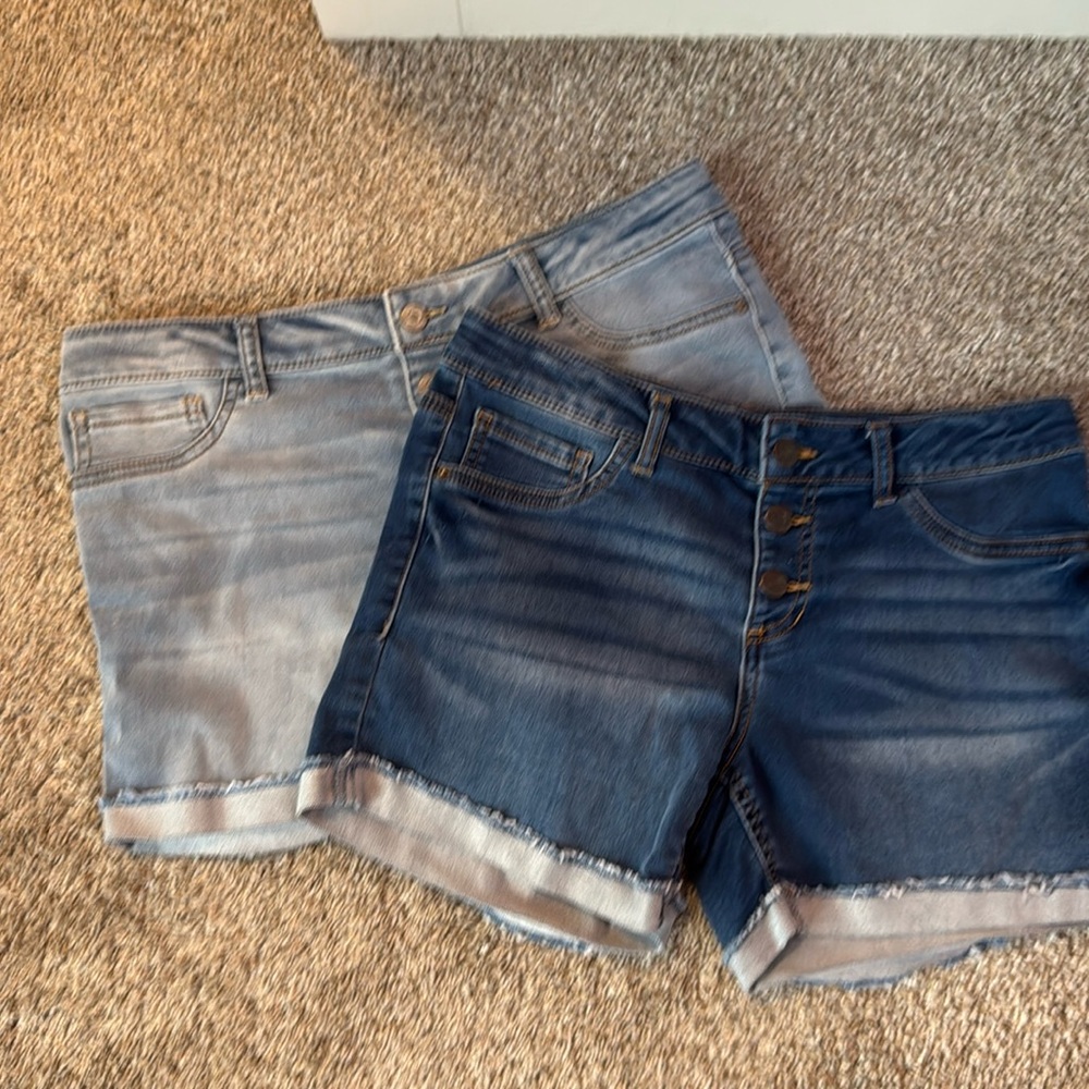 2 pair hippie girl shorts -dark rinse-size 16 lighter rinse size 18